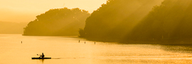 An individual canoeing at Bennett Springs State Park